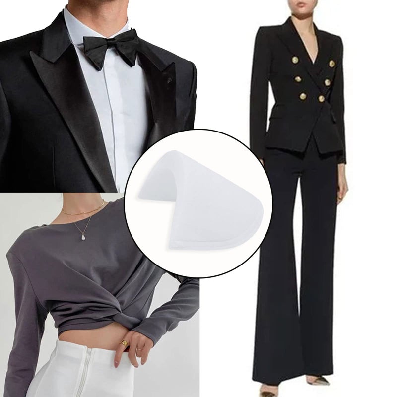 LhyBtm 4 Pairs Covered Set-in Shoulder Pads Sewing Foam Pads Sponge Shoulder Pad Shoulder Enhancer for Women Men Blazer Suit Coat Jacket Clothes Sewing Accessories (2 Black + 2 White) - Image 5